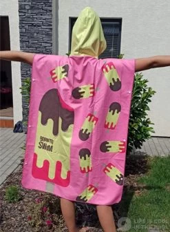 BornToSwim Ice Cream Poncho Junior Pink/Yellow -Swimgear Haven borntoswim ice cream poncho junior pink yellow original 2